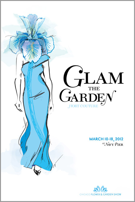 Chicago Flower & Garden Show marketing: Spencer in blue suede stiletto