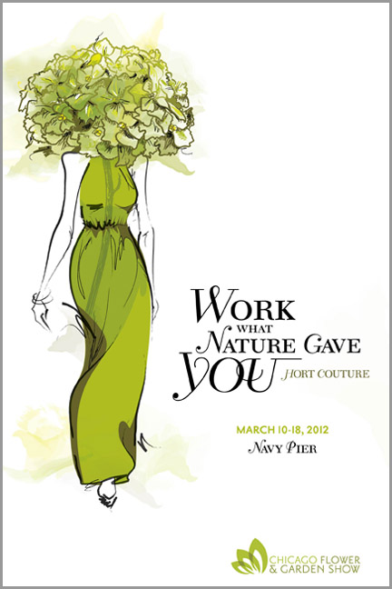 Chicago Flower & Garden Show marketing: Natalia in glamourpuss green